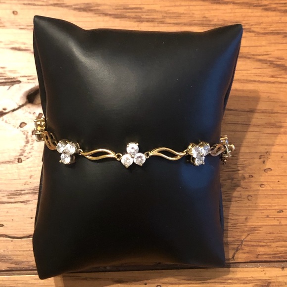 🌸VTG Sterling Silver Gold Plated (Vermeil) CZ Bracelet - Picture 3 of 6